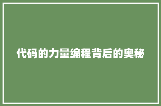 代码的力量编程背后的奥秘