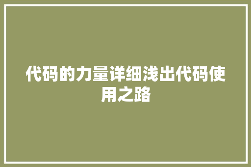 代码的力量详细浅出代码使用之路