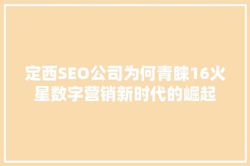 定西SEO公司为何青睐16火星数字营销新时代的崛起