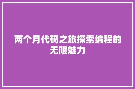 两个月代码之旅探索编程的无限魅力