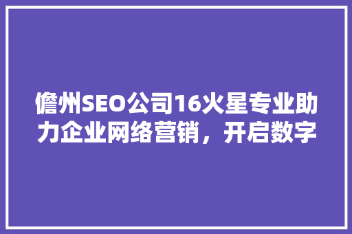 儋州SEO公司16火星专业助力企业网络营销，开启数字化增长新篇章