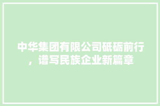 中华集团有限公司砥砺前行，谱写民族企业新篇章