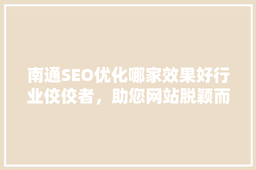 南通SEO优化哪家效果好行业佼佼者，助您网站脱颖而出