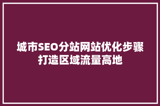 城市SEO分站网站优化步骤打造区域流量高地