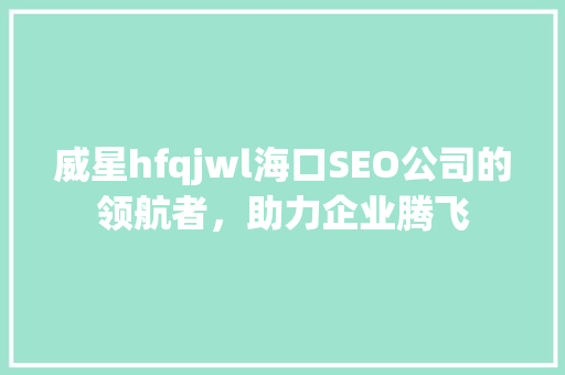 威星hfqjwl海口SEO公司的领航者，助力企业腾飞