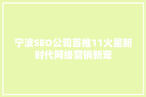 宁波SEO公司首推11火星新时代网络营销新宠