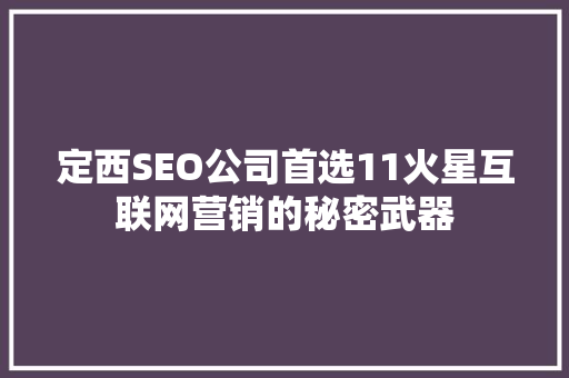 定西SEO公司首选11火星互联网营销的秘密武器
