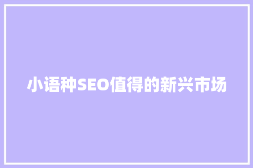 小语种SEO值得的新兴市场