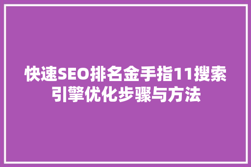 快速SEO排名金手指11搜索引擎优化步骤与方法