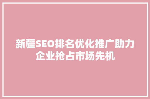 新疆SEO排名优化推广助力企业抢占市场先机