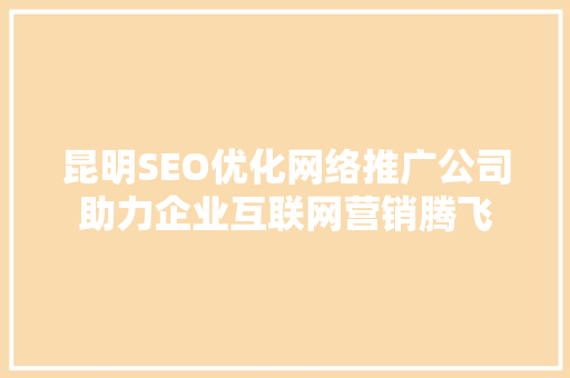 昆明SEO优化网络推广公司助力企业互联网营销腾飞