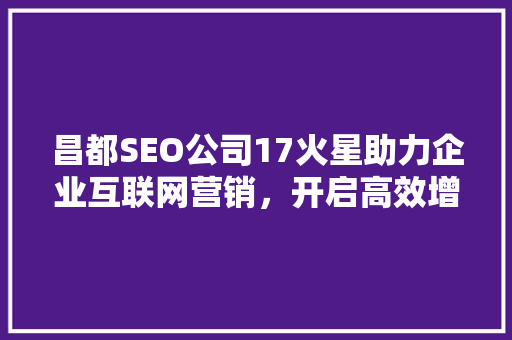 昌都SEO公司17火星助力企业互联网营销，开启高效增长新篇章