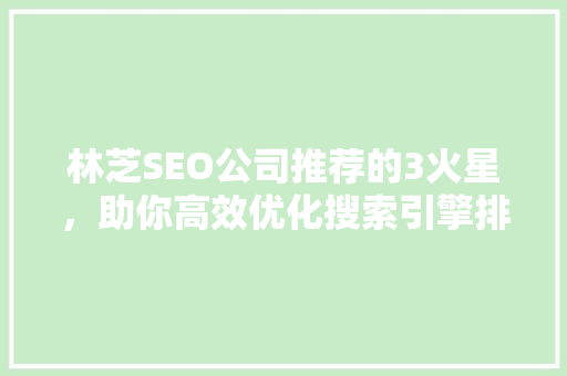 林芝SEO公司推荐的3火星，助你高效优化搜索引擎排名