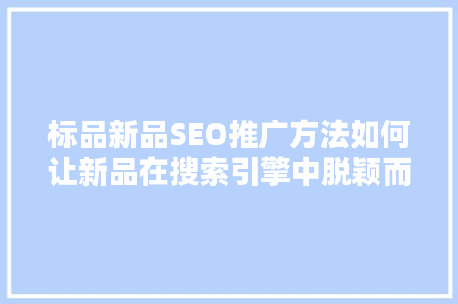 标品新品SEO推广方法如何让新品在搜索引擎中脱颖而出