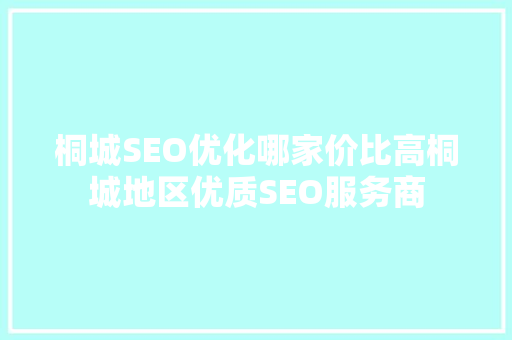 桐城SEO优化哪家价比高桐城地区优质SEO服务商