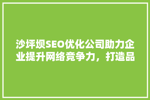沙坪坝SEO优化公司助力企业提升网络竞争力，打造品牌新高度