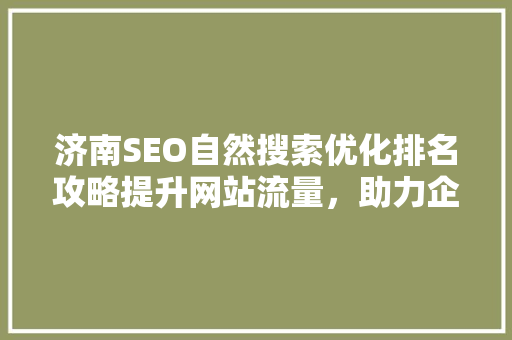 济南SEO自然搜索优化排名攻略提升网站流量，助力企业腾飞