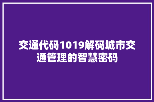 交通代码1019解码城市交通管理的智慧密码