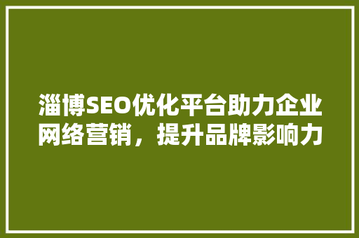 淄博SEO优化平台助力企业网络营销，提升品牌影响力