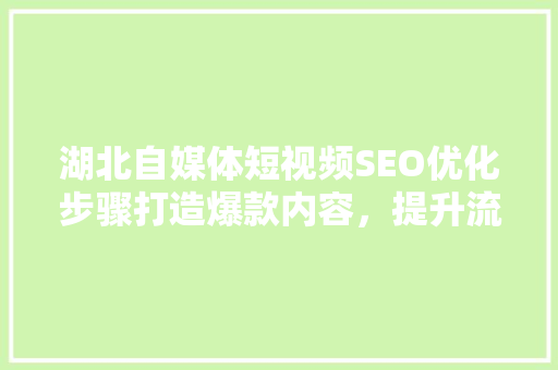 湖北自媒体短视频SEO优化步骤打造爆款内容，提升流量转化