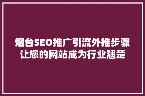烟台SEO推广引流外推步骤让您的网站成为行业翘楚