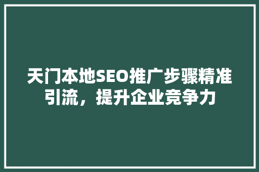 天门本地SEO推广步骤精准引流，提升企业竞争力