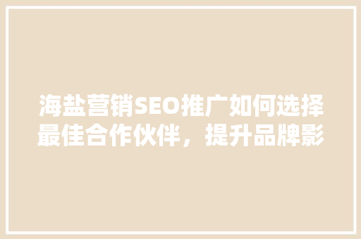 海盐营销SEO推广如何选择最佳合作伙伴，提升品牌影响力