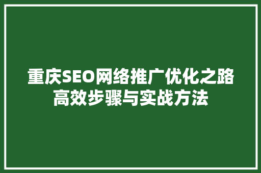 重庆SEO网络推广优化之路高效步骤与实战方法