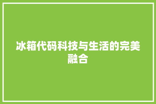 冰箱代码科技与生活的完美融合
