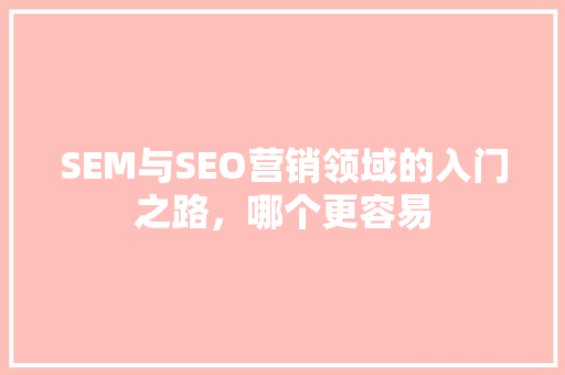 SEM与SEO营销领域的入门之路，哪个更容易