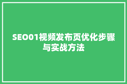 SEO01视频发布页优化步骤与实战方法