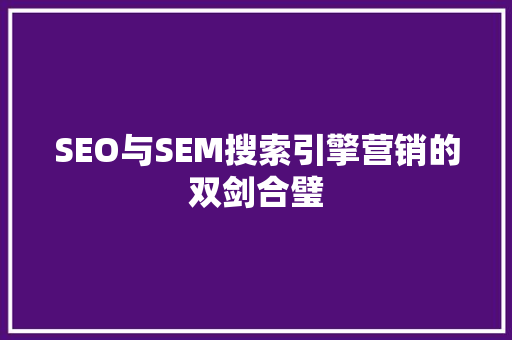 SEO与SEM搜索引擎营销的双剑合璧