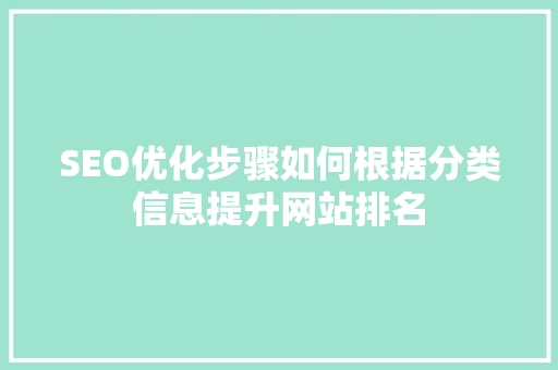 SEO优化步骤如何根据分类信息提升网站排名