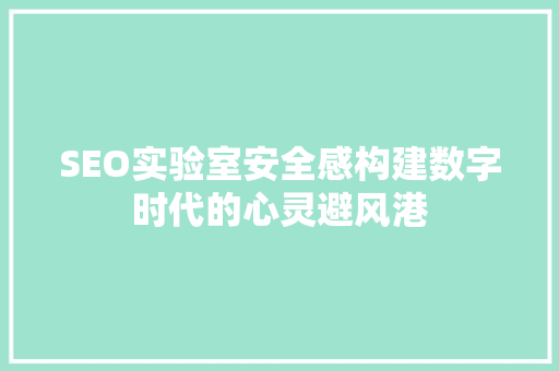 SEO实验室安全感构建数字时代的心灵避风港