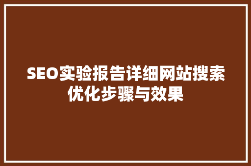 SEO实验报告详细网站搜索优化步骤与效果