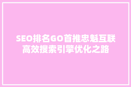 SEO排名GO首推忠魁互联高效搜索引擎优化之路