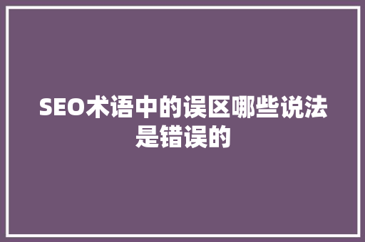 SEO术语中的误区哪些说法是错误的