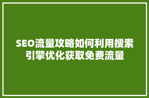 SEO流量攻略如何利用搜索引擎优化获取免费流量  第1张
