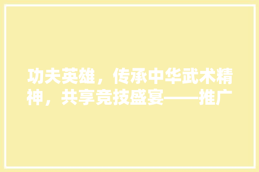 功夫英雄，传承中华武术精神，共享竞技盛宴——推广员代码背后的奥秘