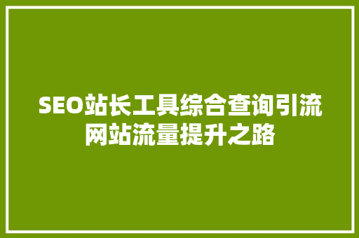 SEO站长工具综合查询引流网站流量提升之路