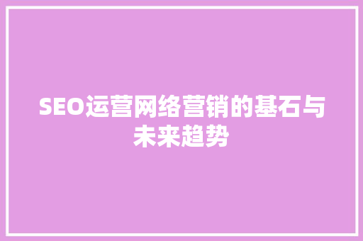 SEO运营网络营销的基石与未来趋势