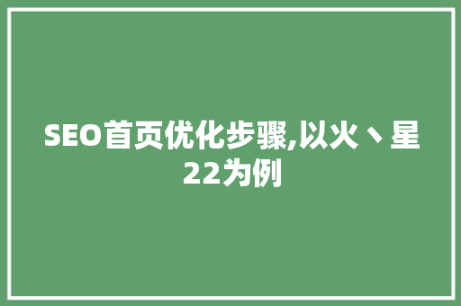 SEO首页优化步骤,以火丶星22为例