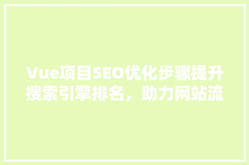 Vue项目SEO优化步骤提升搜索引擎排名，助力网站流量增长