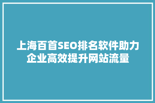上海百首SEO排名软件助力企业高效提升网站流量