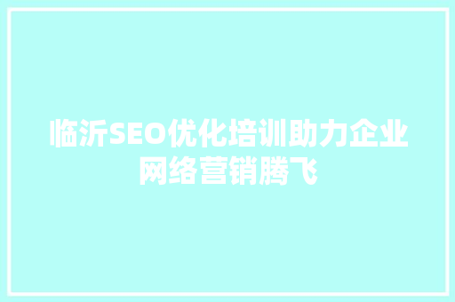 临沂SEO优化培训助力企业网络营销腾飞