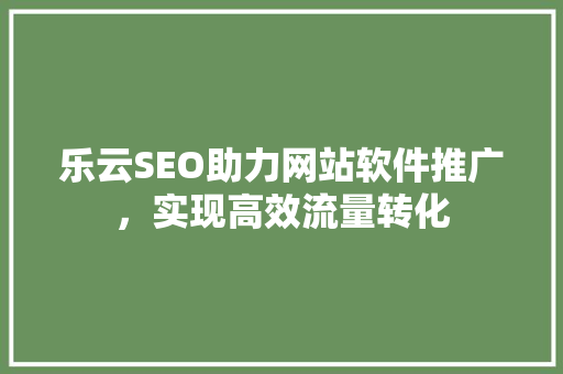 乐云SEO助力网站软件推广，实现高效流量转化