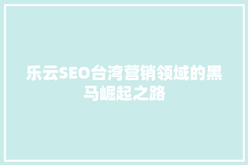 乐云SEO台湾营销领域的黑马崛起之路