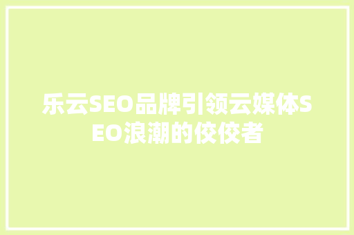 乐云SEO品牌引领云媒体SEO浪潮的佼佼者