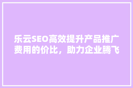 乐云SEO高效提升产品推广费用的价比，助力企业腾飞