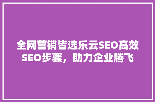 全网营销皆选乐云SEO高效SEO步骤，助力企业腾飞